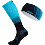 Set matching șosete de compresie lungi și bentiță Eleven PowerFlow Blue