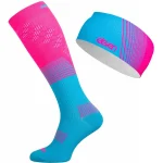 Set matching șosete de compresie lungi și bentiță Eleven PowerFlow Pink